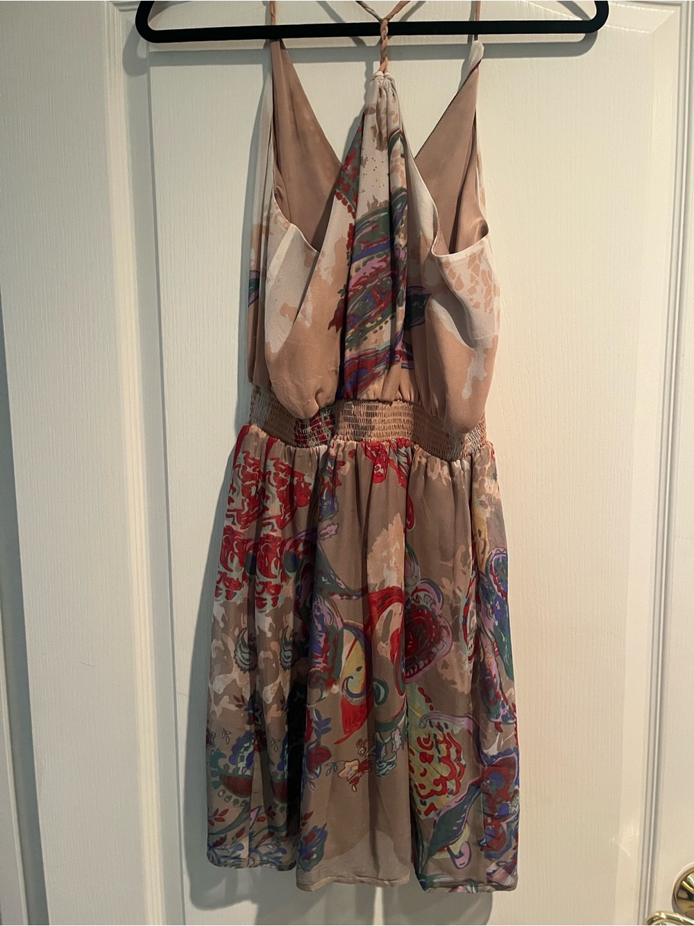 charlie jade Beige Multicolor Paisley Halter Dress